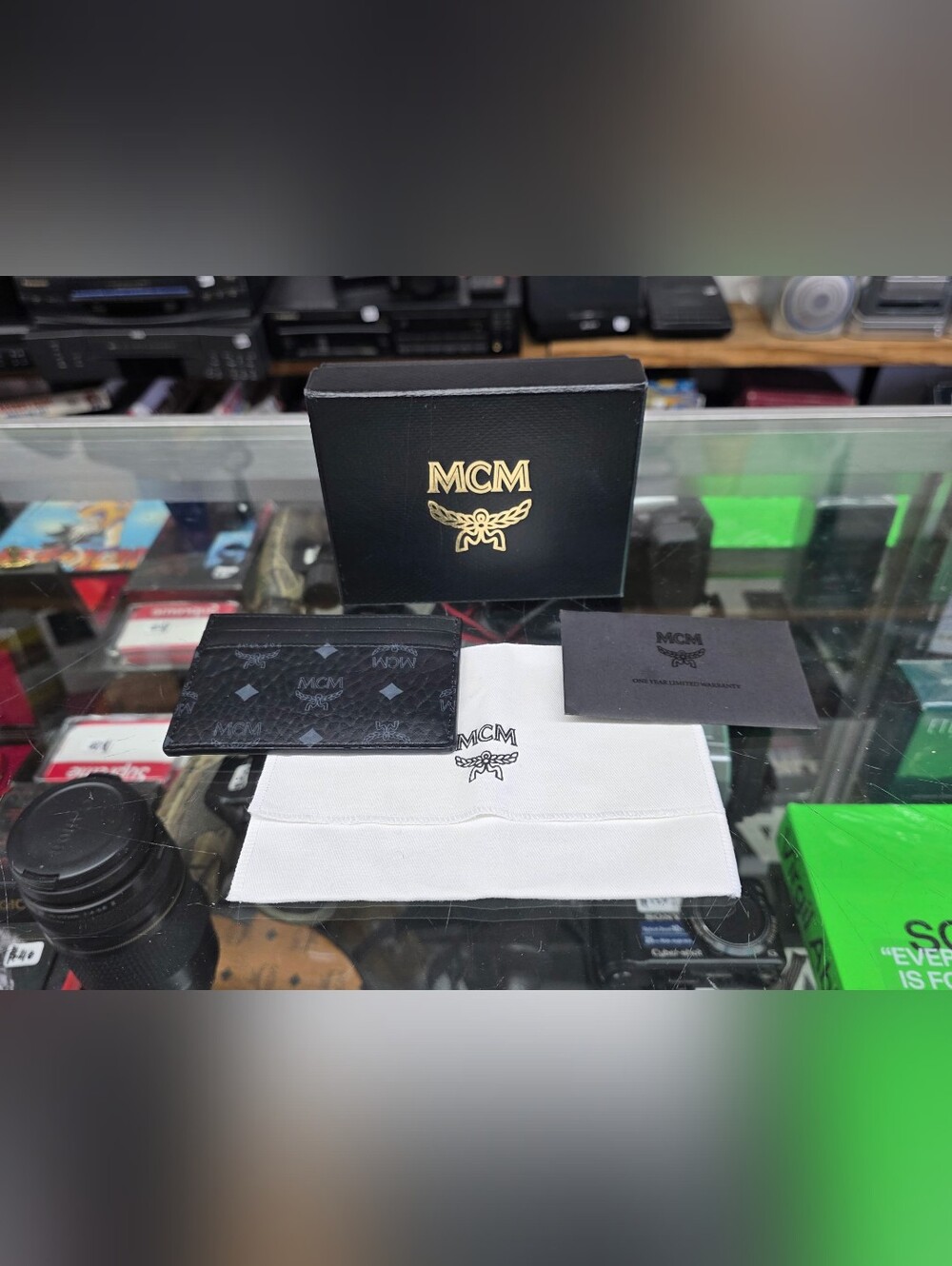 MCM Black Visetos Monogram Card Case (Wallet – Box & Dust Bag Included)